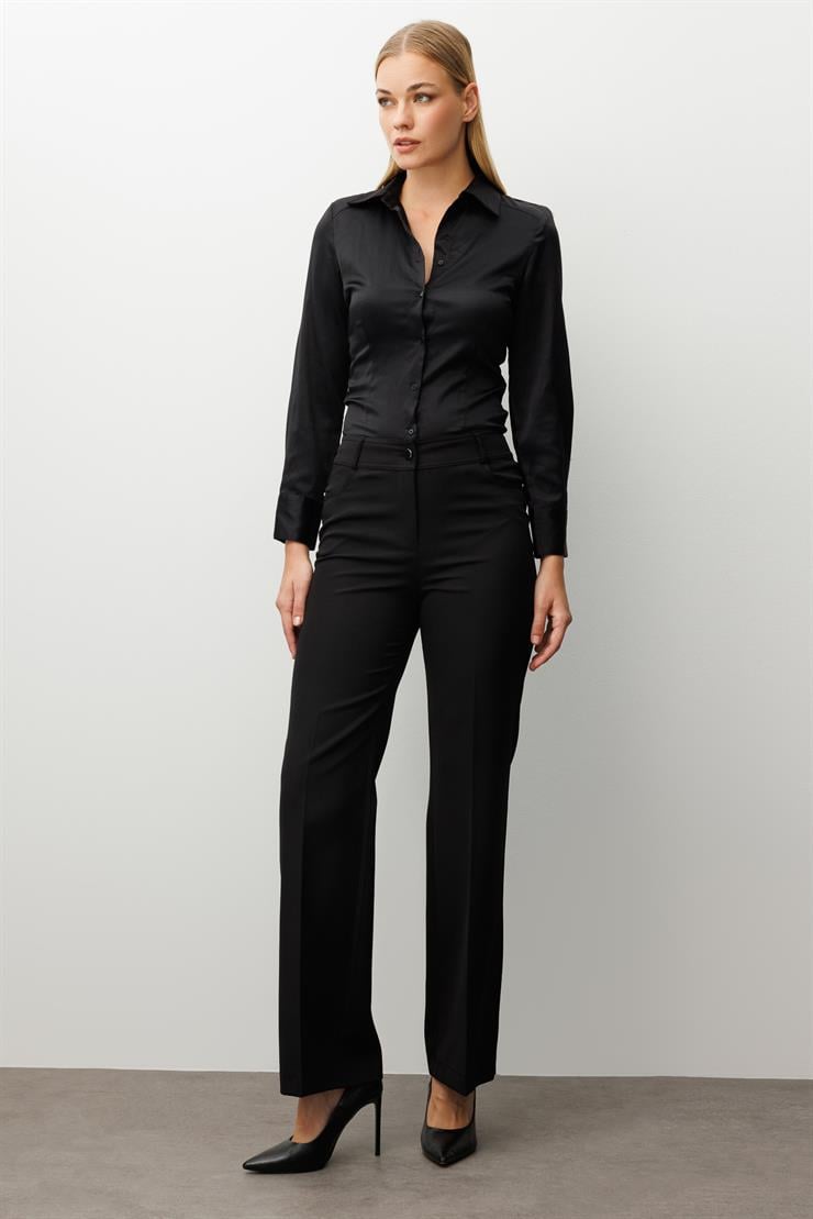 Modailgi  Beş Cep İspanyol Paça Pantolon Siyah