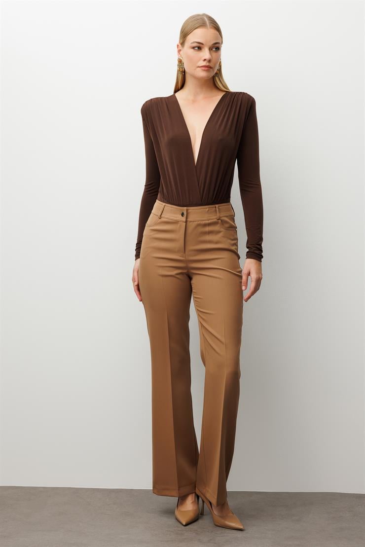 Modailgi  Beş Cep İspanyol Paça Pantolon Vizon