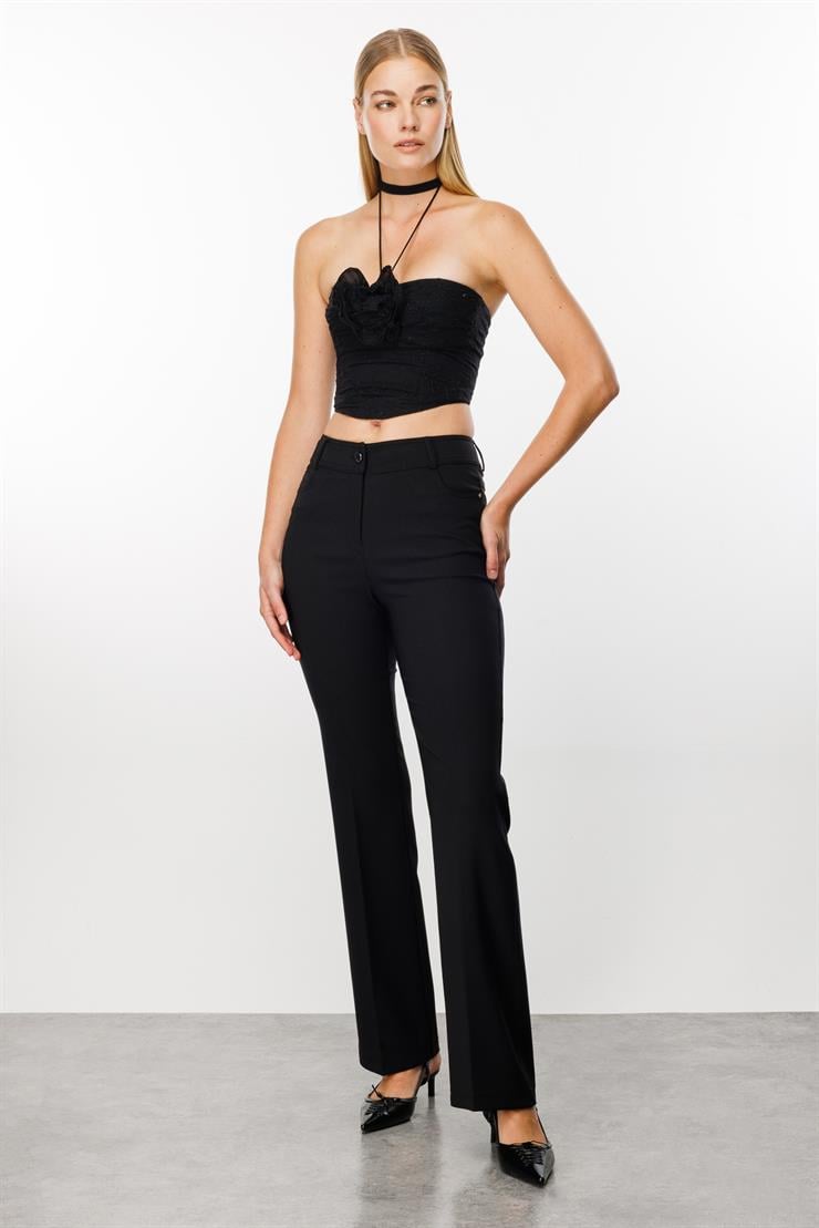 Modailgi  Beş Cep İspanyol Paça Pantolon Siyah