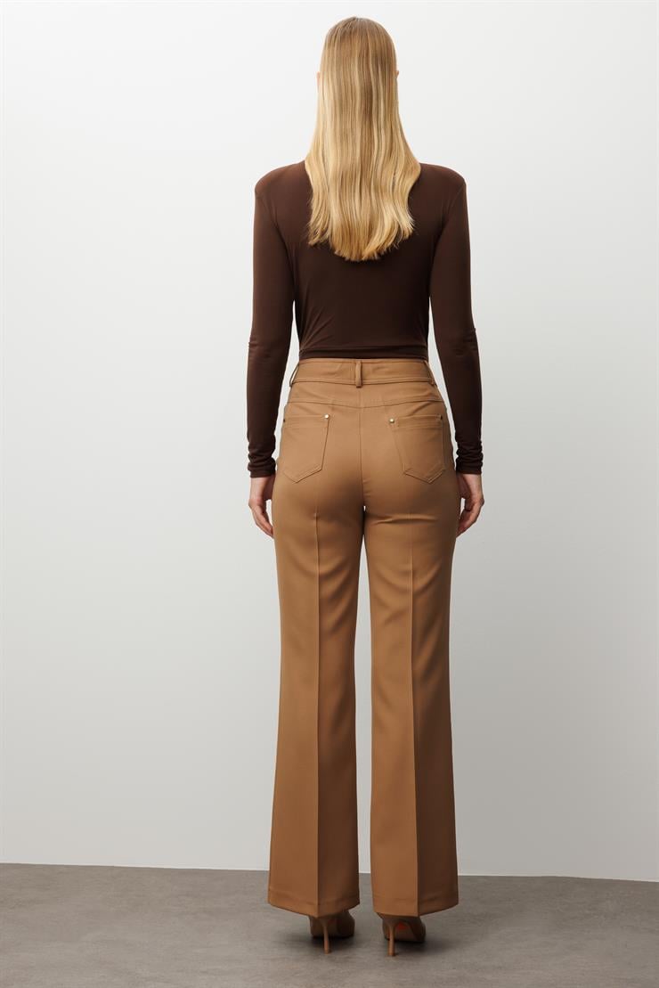 Modailgi  Beş Cep İspanyol Paça Pantolon Vizon