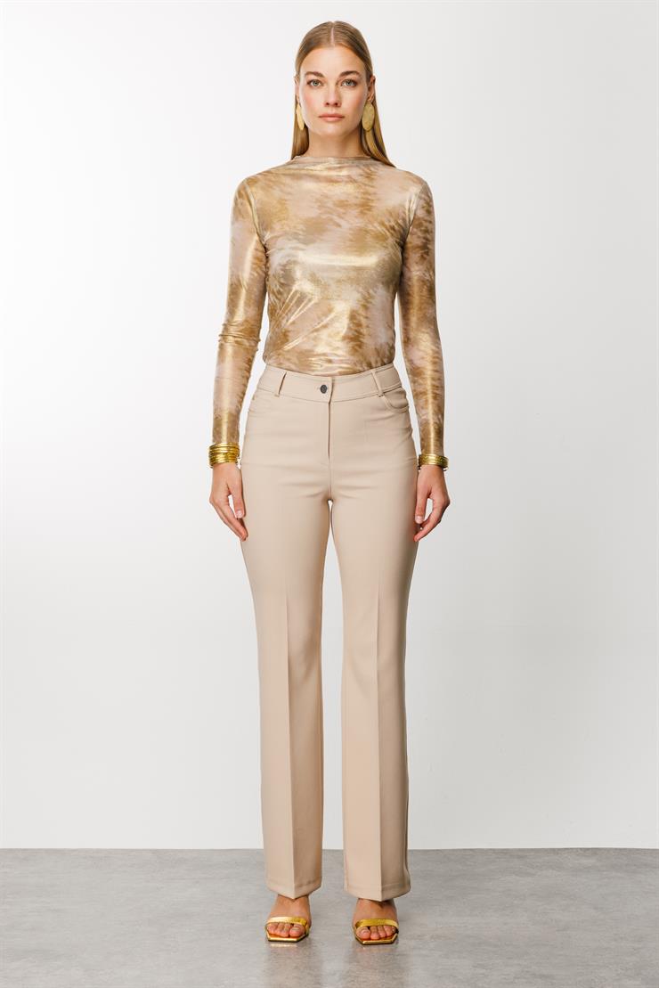 Modailgi  Beş Cep İspanyol Paça Pantolon Taş