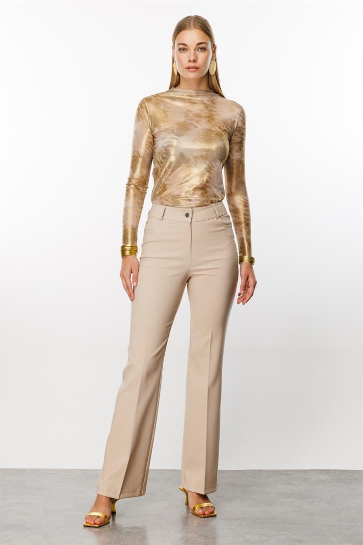 Modailgi  Beş Cep İspanyol Paça Pantolon Taş