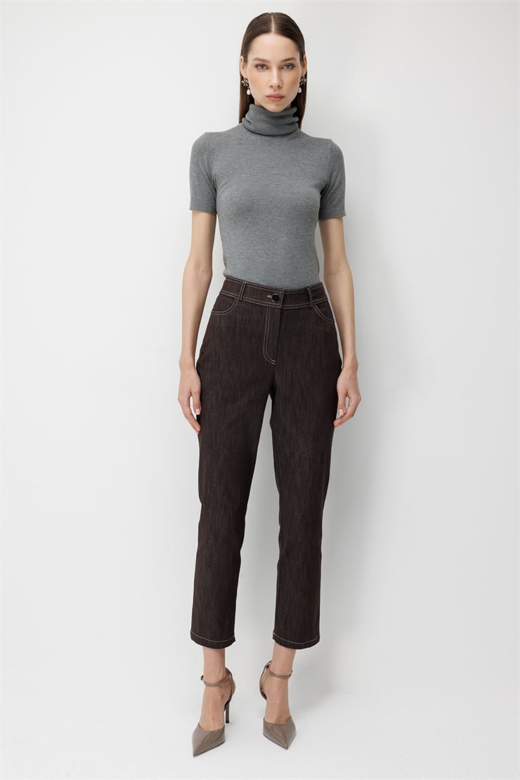 Modailgi  Beş Cep Klasik Dar Paça Denim Pantolon - 70131 Kahve
