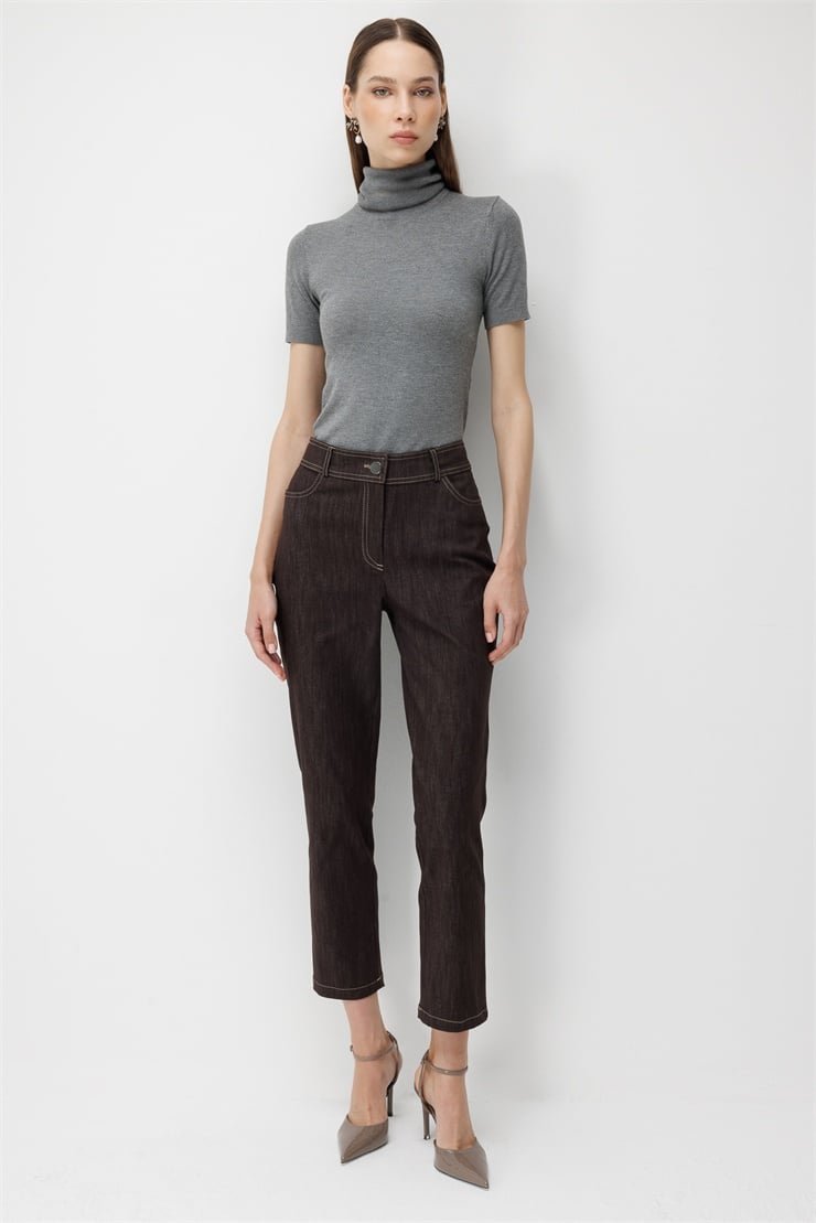 Modailgi  Beş Cep Klasik Dar Paça Denim Pantolon - 70131 Kahve