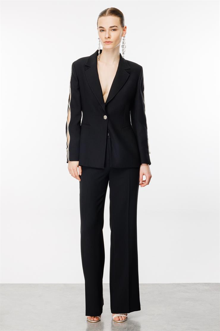 Modailgi  Bol Paça Dokuma Pantolon - 7812 Siyah