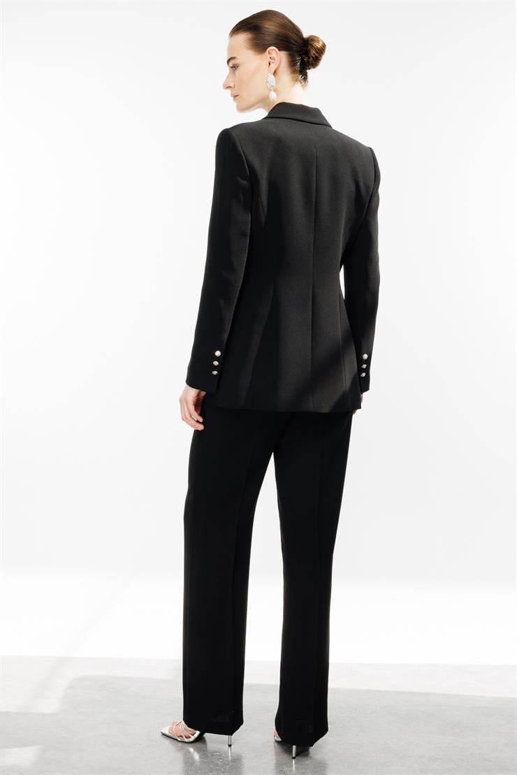 Modailgi  Bol Paça Dokuma Pantolon - 7811 Siyah