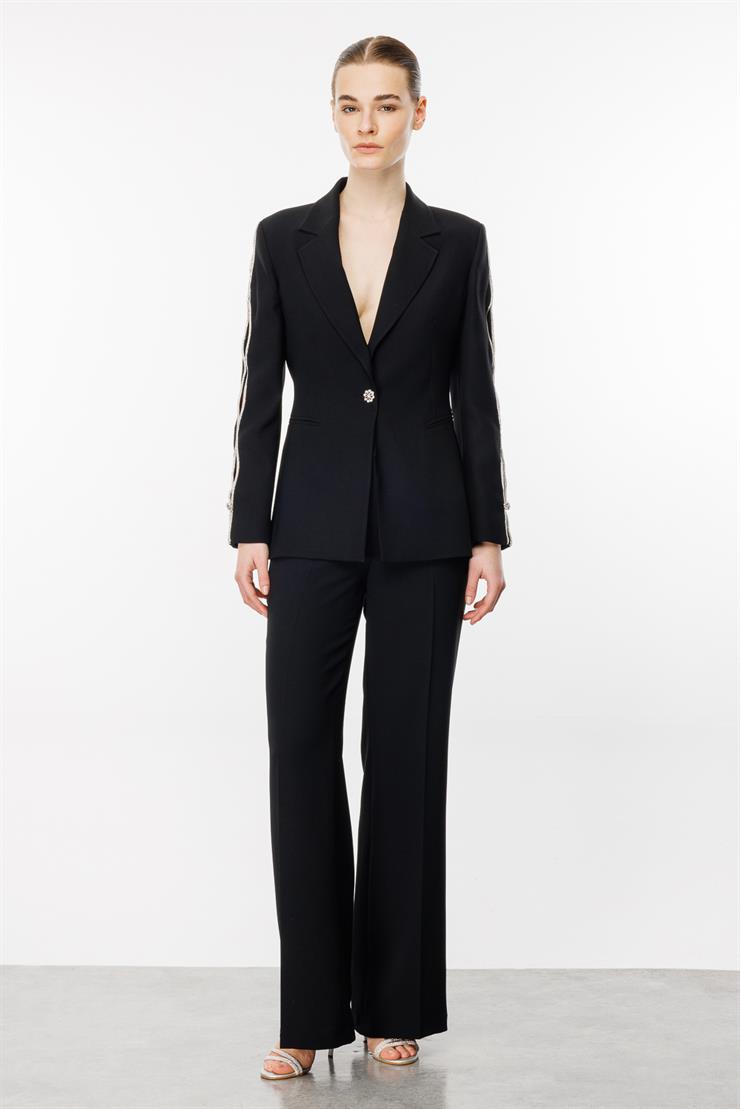 Modailgi  Bol Paça Dokuma Pantolon - 7812 Siyah