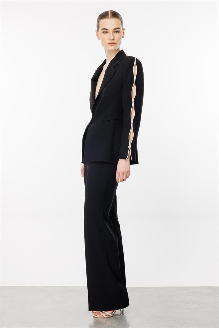 Modailgi  Bol Paça Dokuma Pantolon - 7812 Siyah