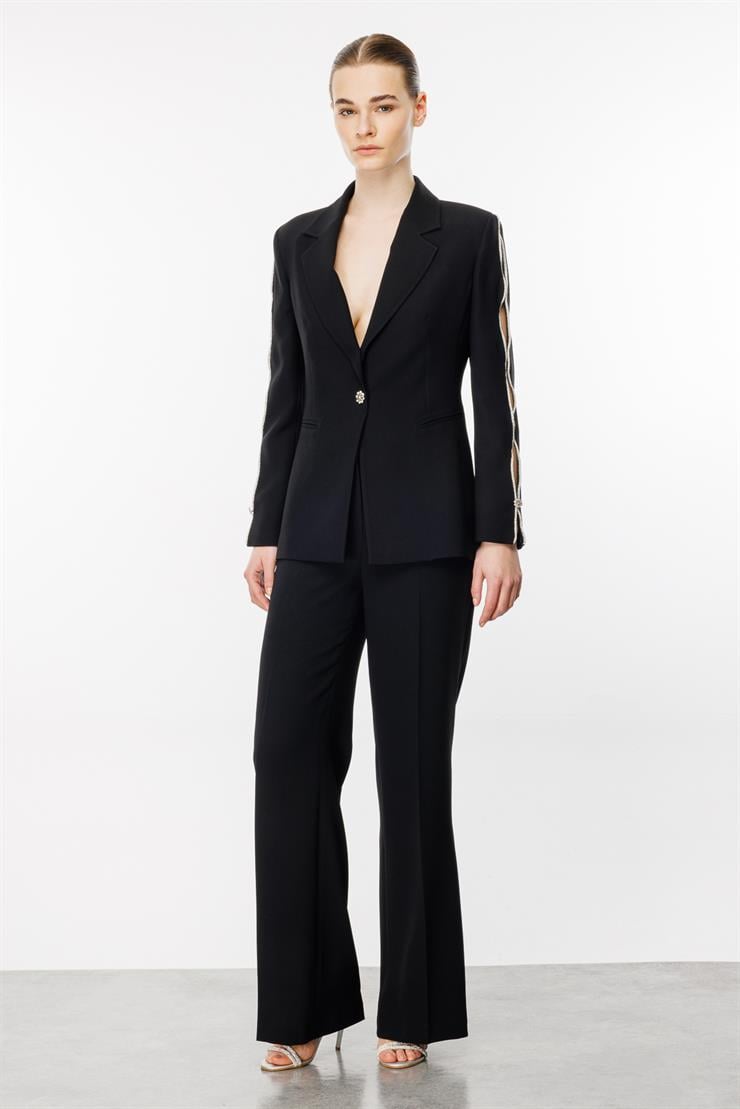 Modailgi  Bol Paça Dokuma Pantolon - 7812 Siyah