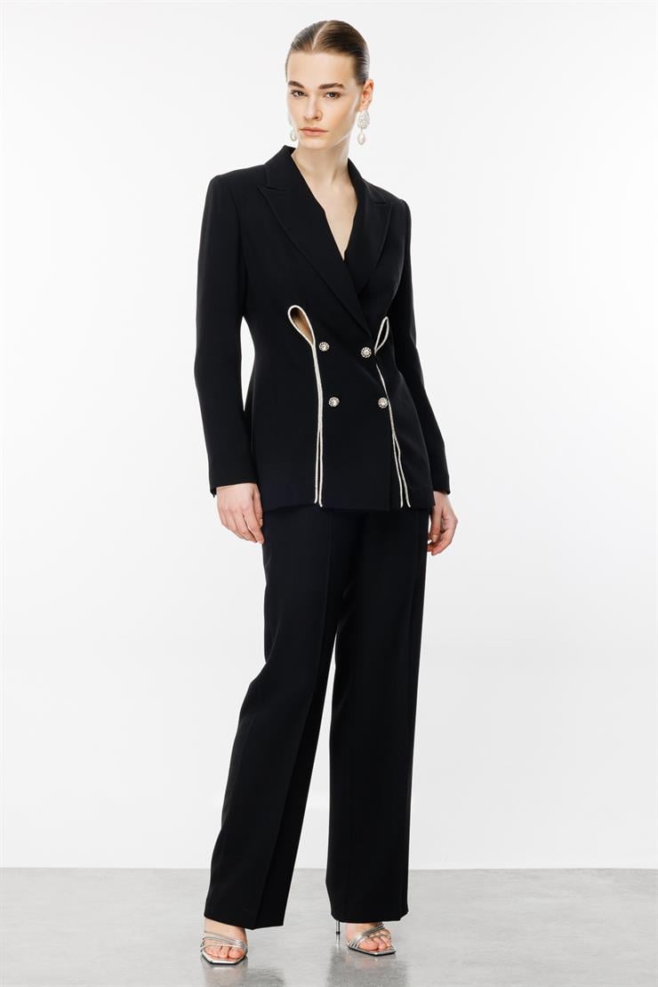 Modailgi  Bol Paça Dokuma Pantolon - 7811 Siyah