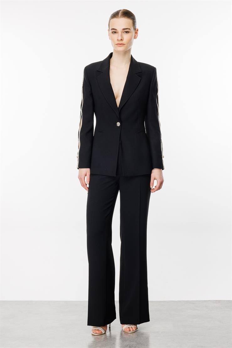 Modailgi  Bol Paça Dokuma Pantolon - 7812 Siyah