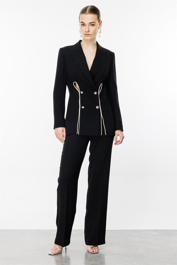 Modailgi  Bol Paça Dokuma Pantolon - 7811 Siyah