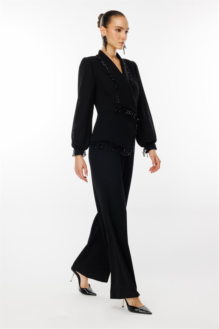 Modailgi  Boncuk Detaylı Tulum Siyah