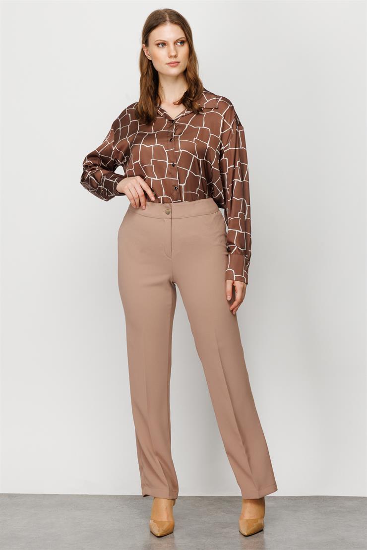 Modailgi  Boru Paça Takım Pantolon Camel