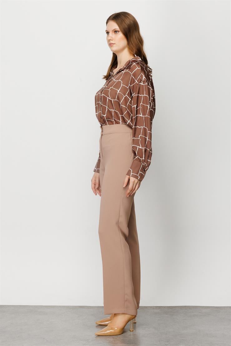 Modailgi  Boru Paça Takım Pantolon Camel