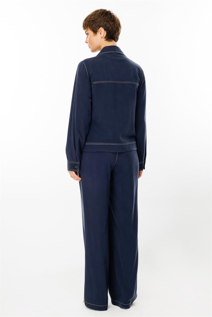 Modailgi  Büyük Cep Detaylı Kısa Mont Ceket Lacivert