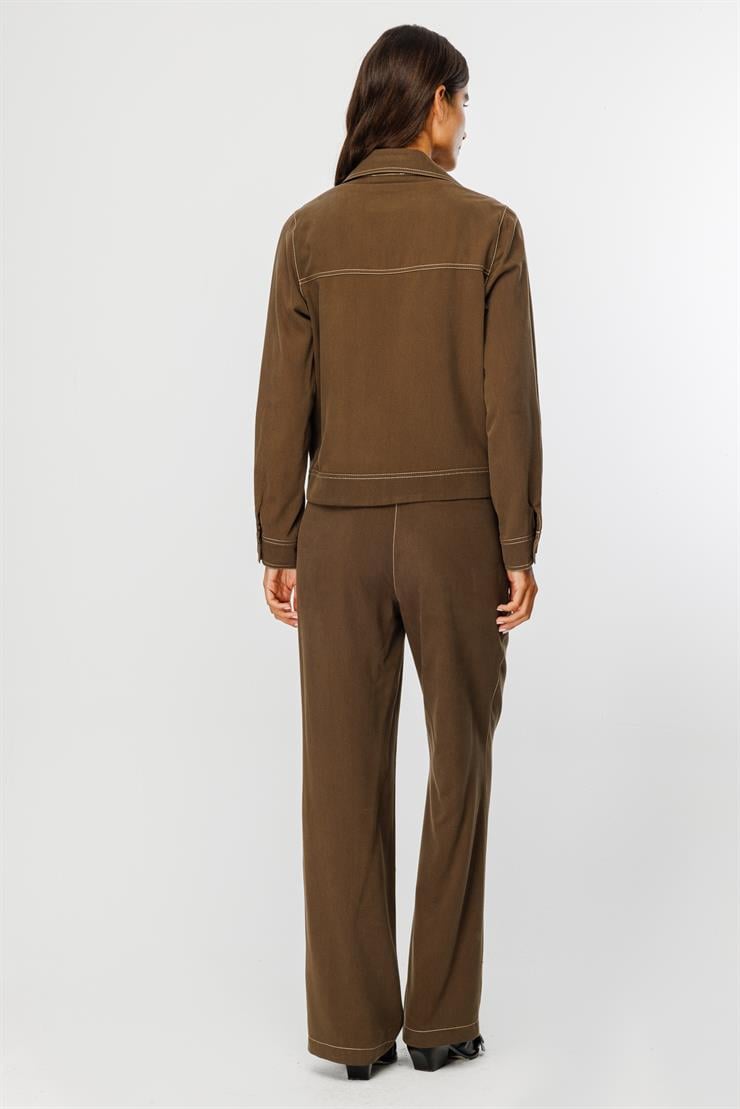 Modailgi  Büyük Cep Detaylı Kısa Mont Ceket Haki