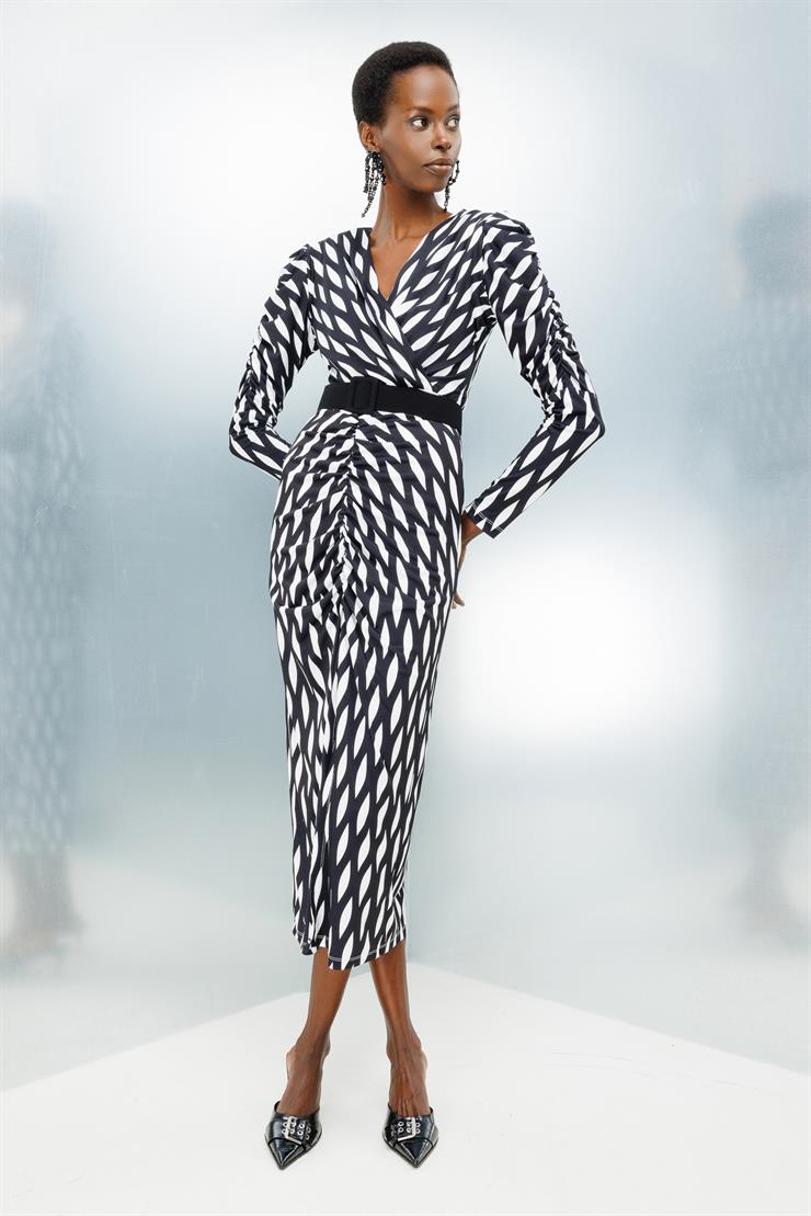 Modailgi  Büzgü Detaylı Jarse Elbise Siyah