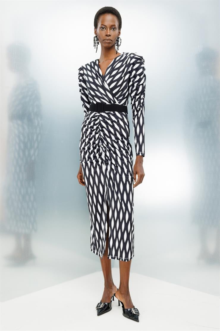 Modailgi  Büzgü Detaylı Jarse Elbise Siyah