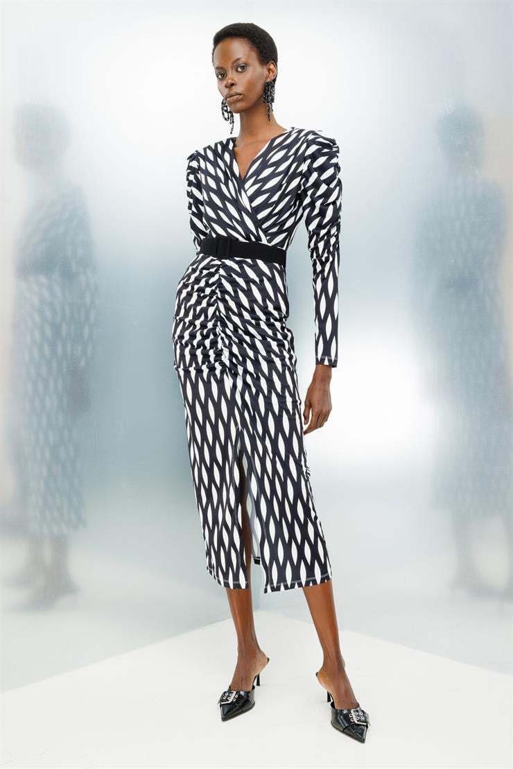 Modailgi  Büzgü Detaylı Jarse Elbise Siyah