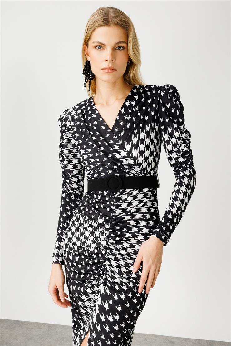 Modailgi  Büzgü Detaylı Jarse Elbise Siyah