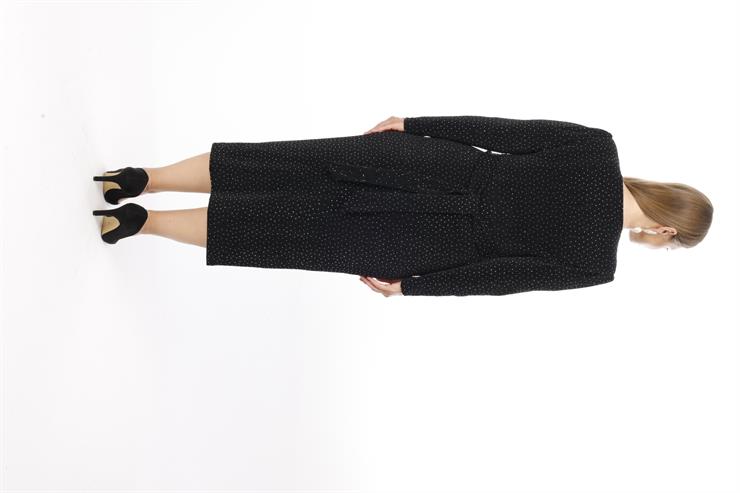 Modailgi  Büzgü Detaylı Taşlı Elbise Siyah