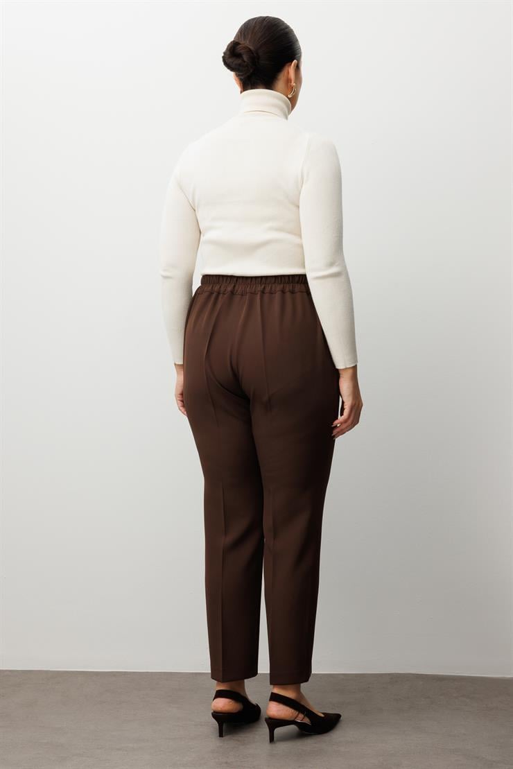 Modailgi  Cepli Beli Lastikli Pantolon Kahve