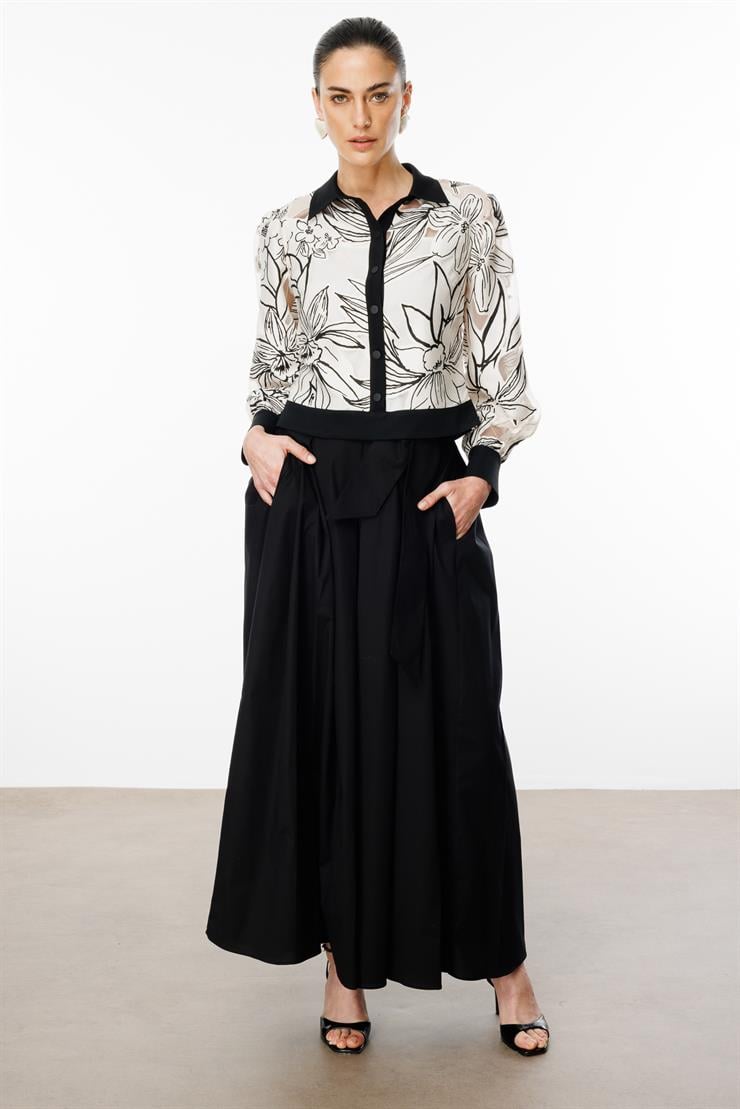 Modailgi  Çiçek Desenli Organze Bomber Ceket Orijinal