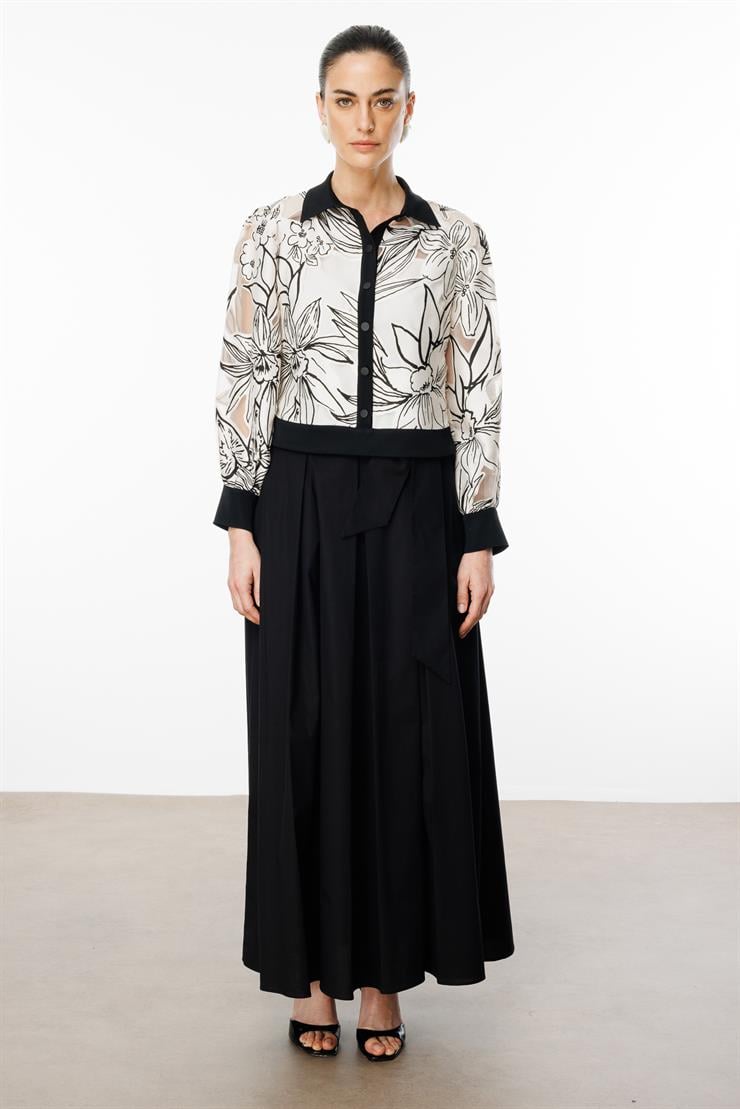 Modailgi  Çiçek Desenli Organze Bomber Ceket Orijinal