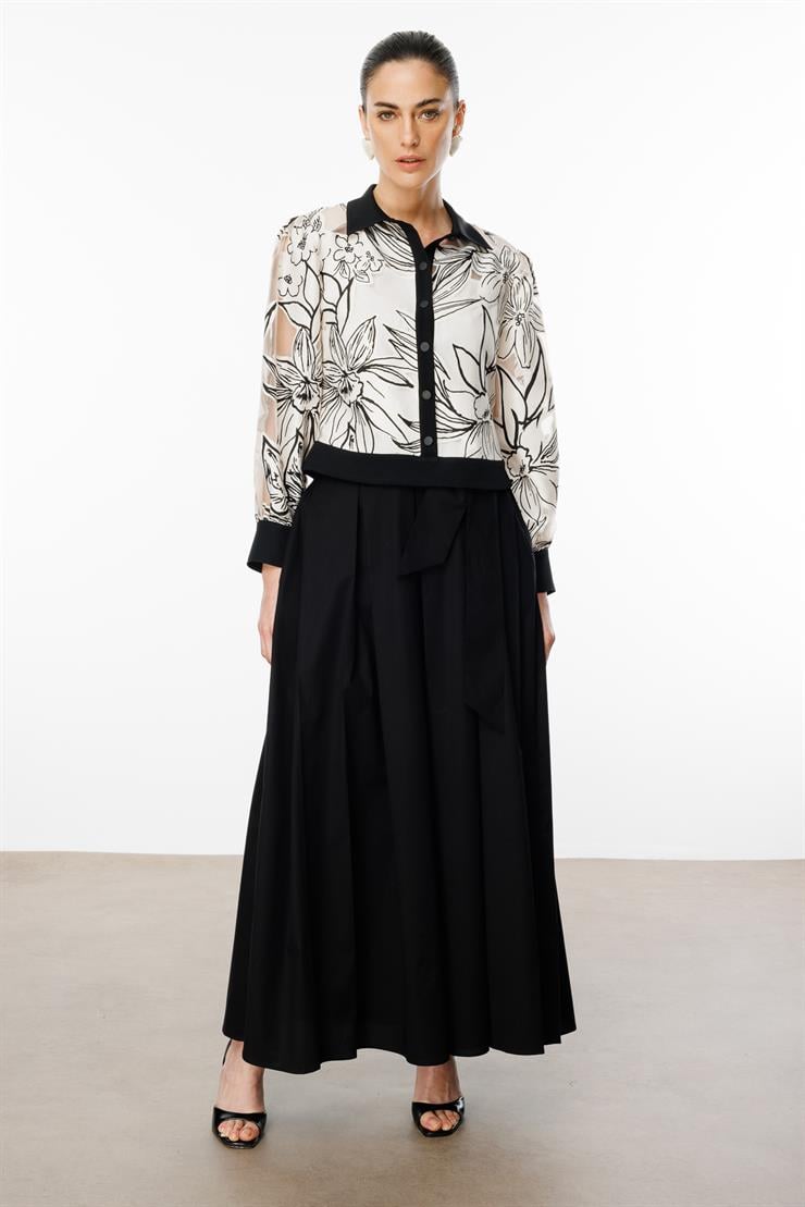 Modailgi  Çiçek Desenli Organze Bomber Ceket Orijinal