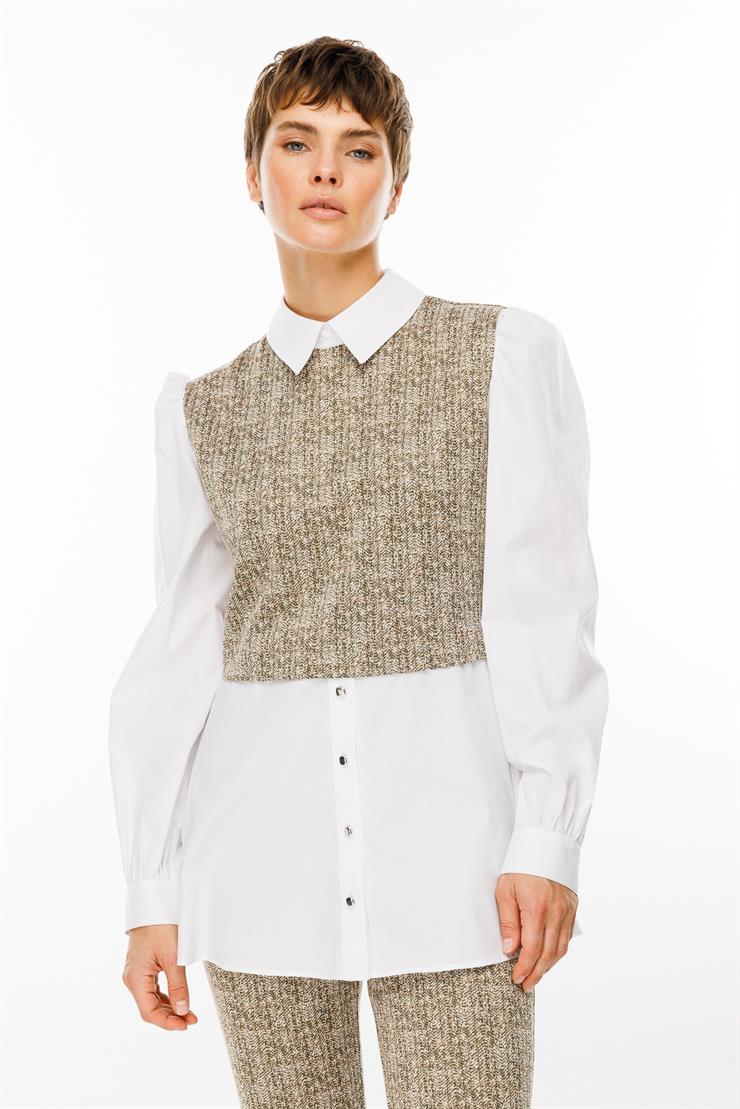 Modailgi  Crop Bluz Gömlek Takım Haki