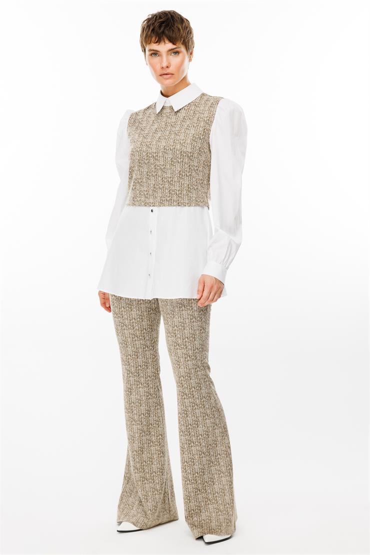 Modailgi  Crop Bluz Gömlek Takım Haki