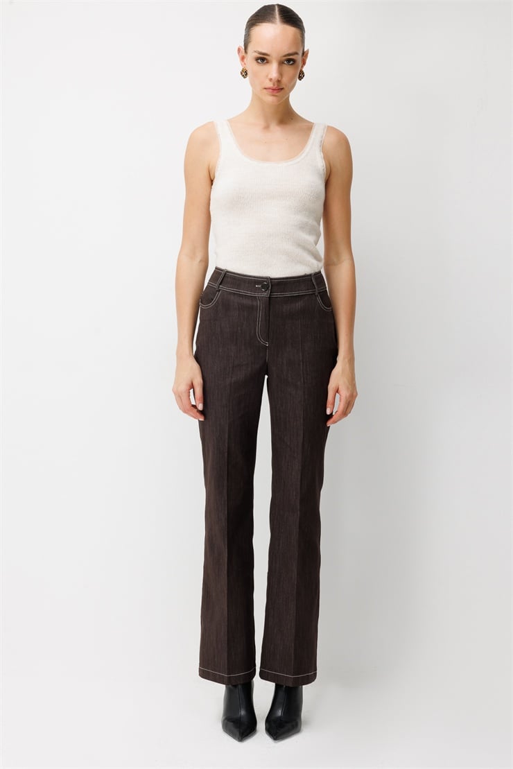 Modailgi  Denim İspanyol Paça Pantolon - 70130 Kahve