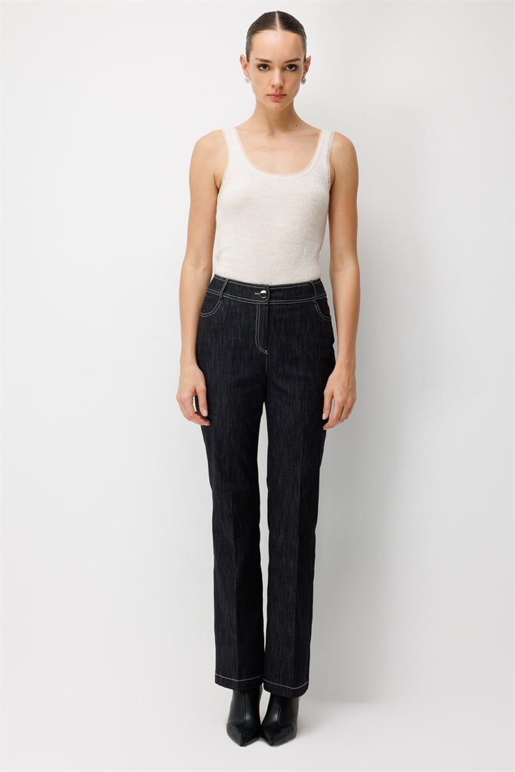 Modailgi  Denim İspanyol Paça Pantolon - 70130 Siyah