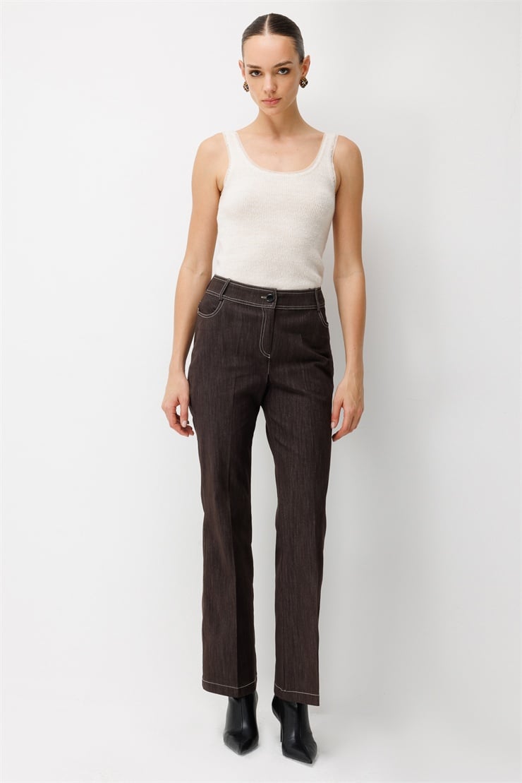 Modailgi  Denim İspanyol Paça Pantolon - 70130 Kahve
