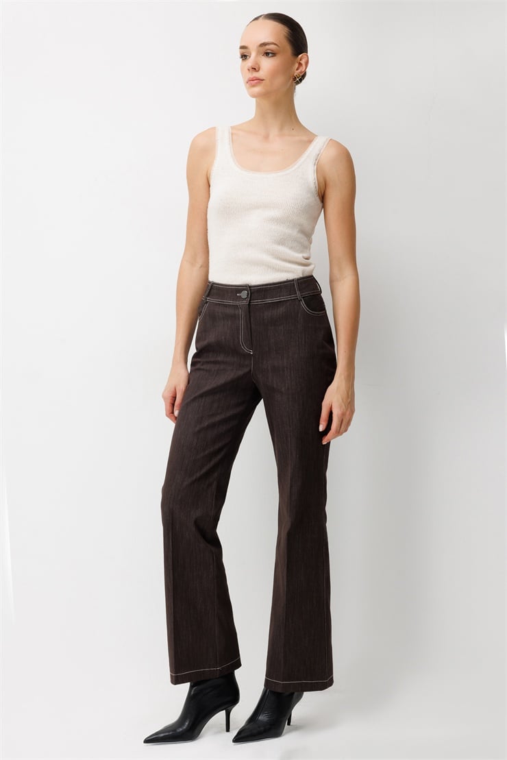 Modailgi  Denim İspanyol Paça Pantolon - 70130 Kahve