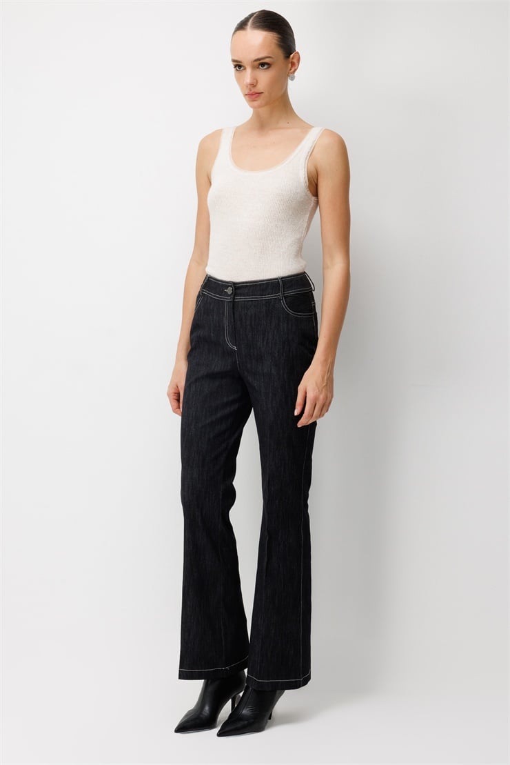 Modailgi  Denim İspanyol Paça Pantolon - 70130 Siyah