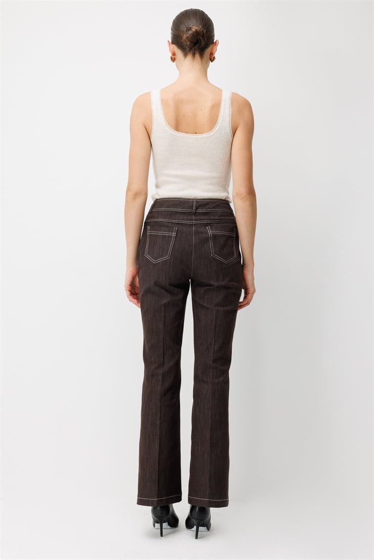 Modailgi  Denim İspanyol Paça Pantolon - 70130 Kahve