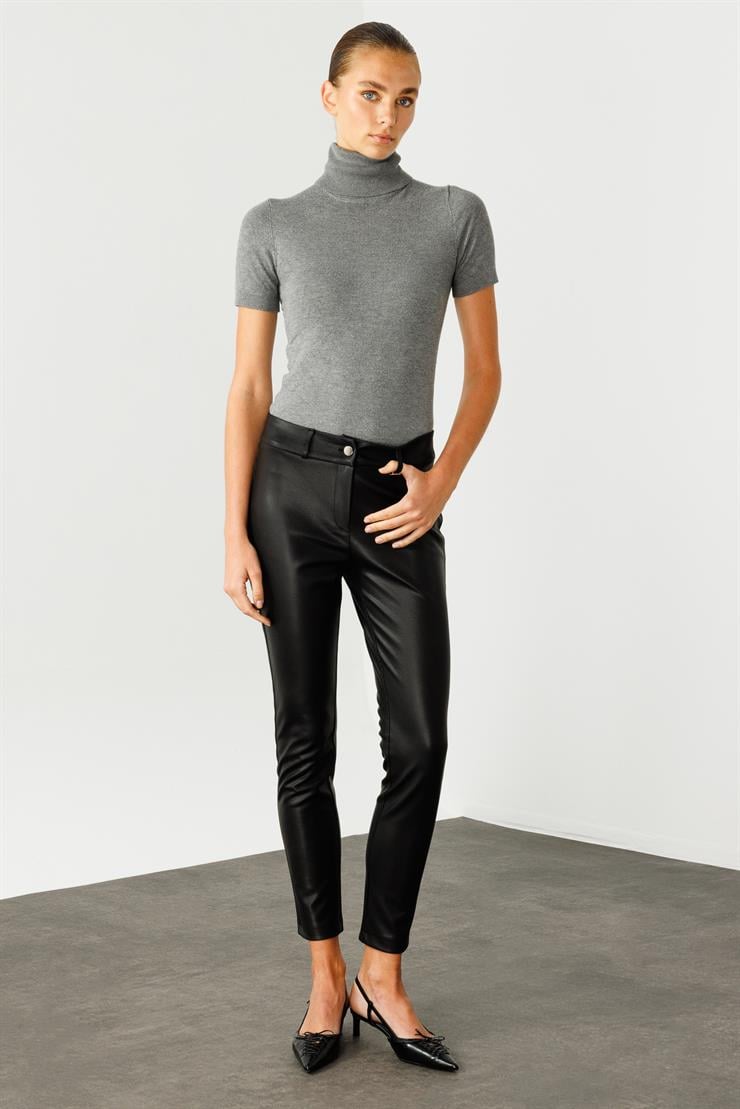 Modailgi  Deri Tayt Pantolon Siyah