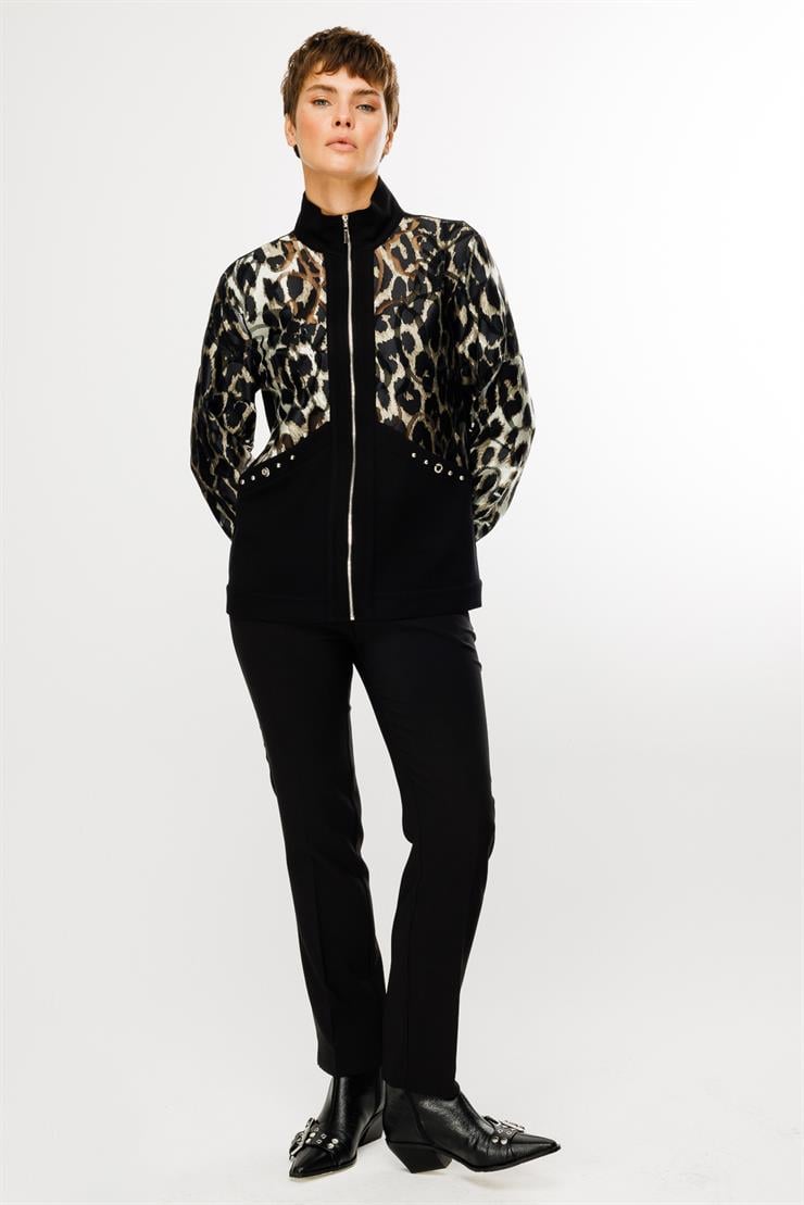 Modailgi  Dik Yakalı Trok Detaylı Fermuarlı Tunik Haki