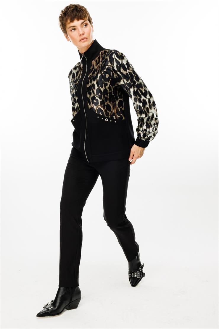 Modailgi  Dik Yakalı Trok Detaylı Fermuarlı Tunik Haki