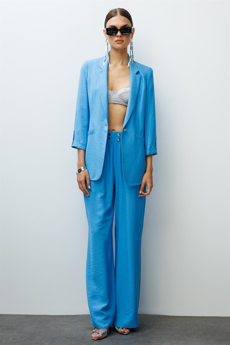 Modailgi  Duble Truvakar Kol Yarım Astarlı Rahat Kesim Ceket Mavi