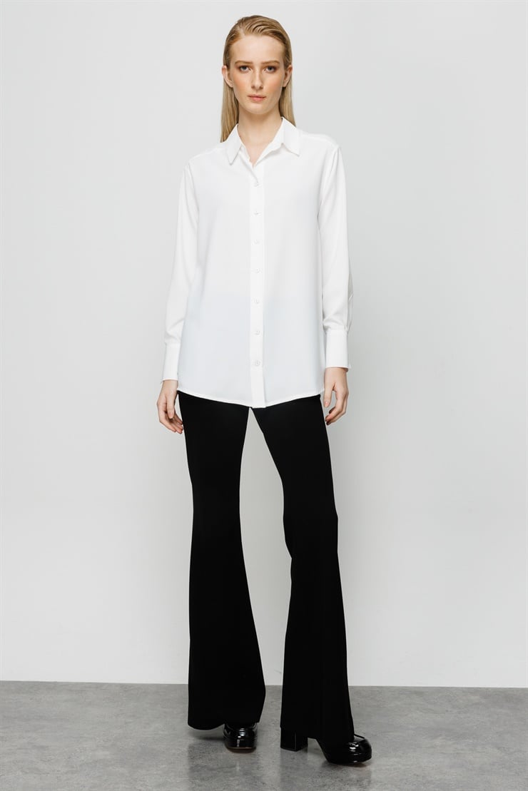 Modailgi  Düşük Omuzlu Salaş Gömlek Ekru