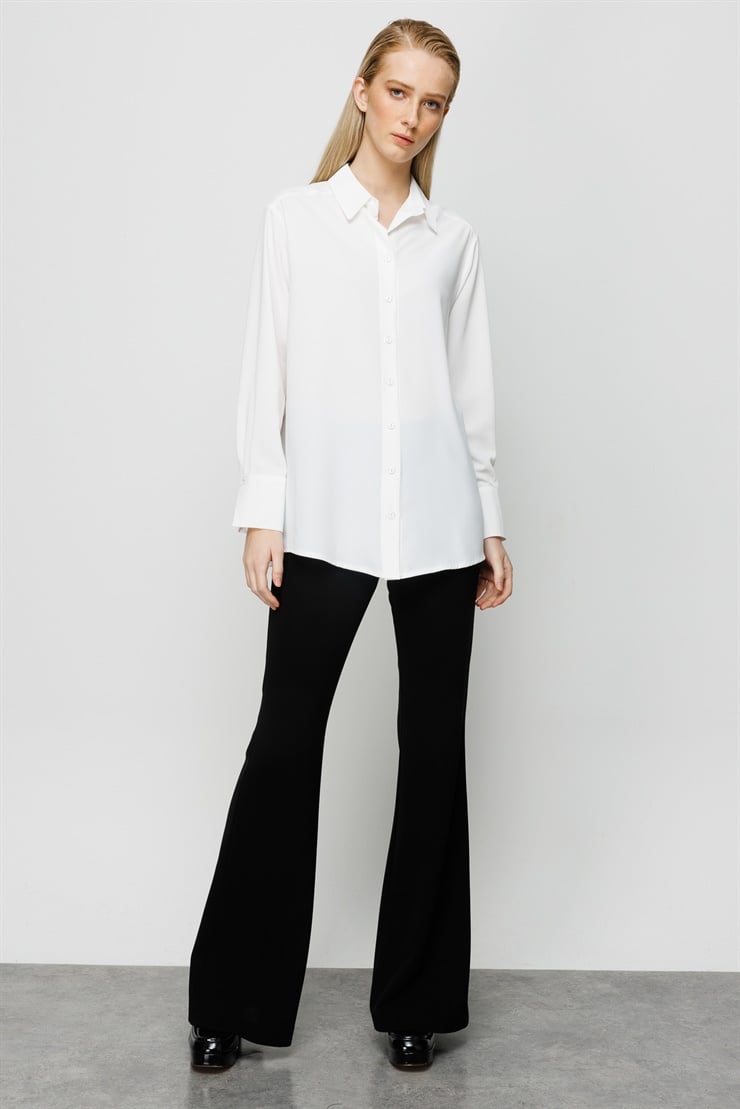 Modailgi  Düşük Omuzlu Salaş Gömlek Ekru