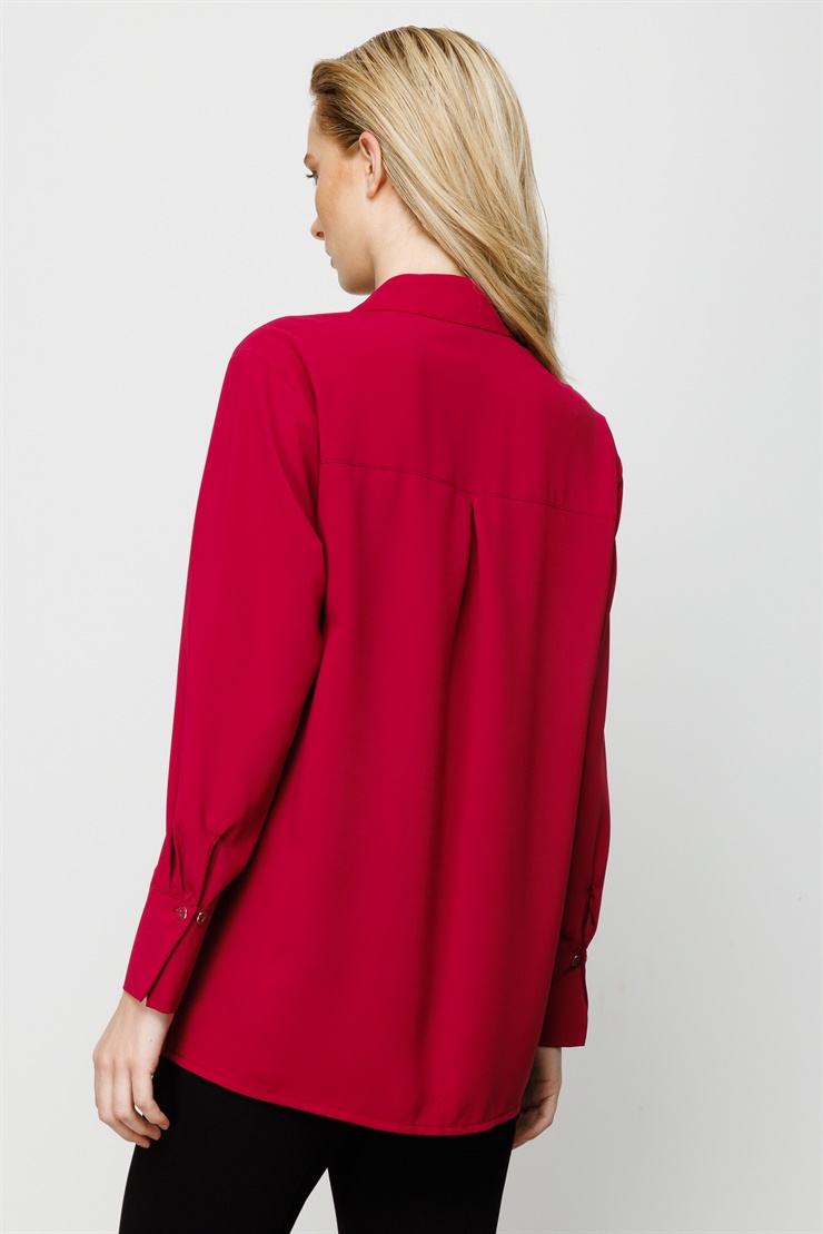 Modailgi  Düşük Omuzlu Salaş Gömlek Fuşya