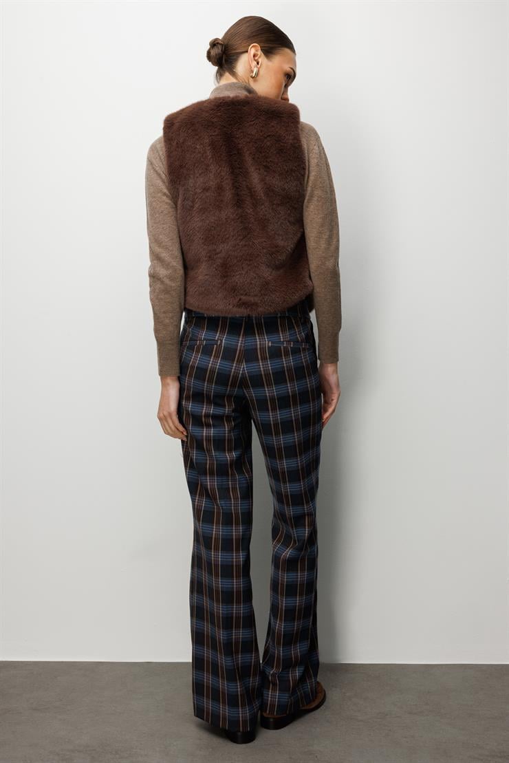 Modailgi  Düz Kısa Peluş Yelek Kahve