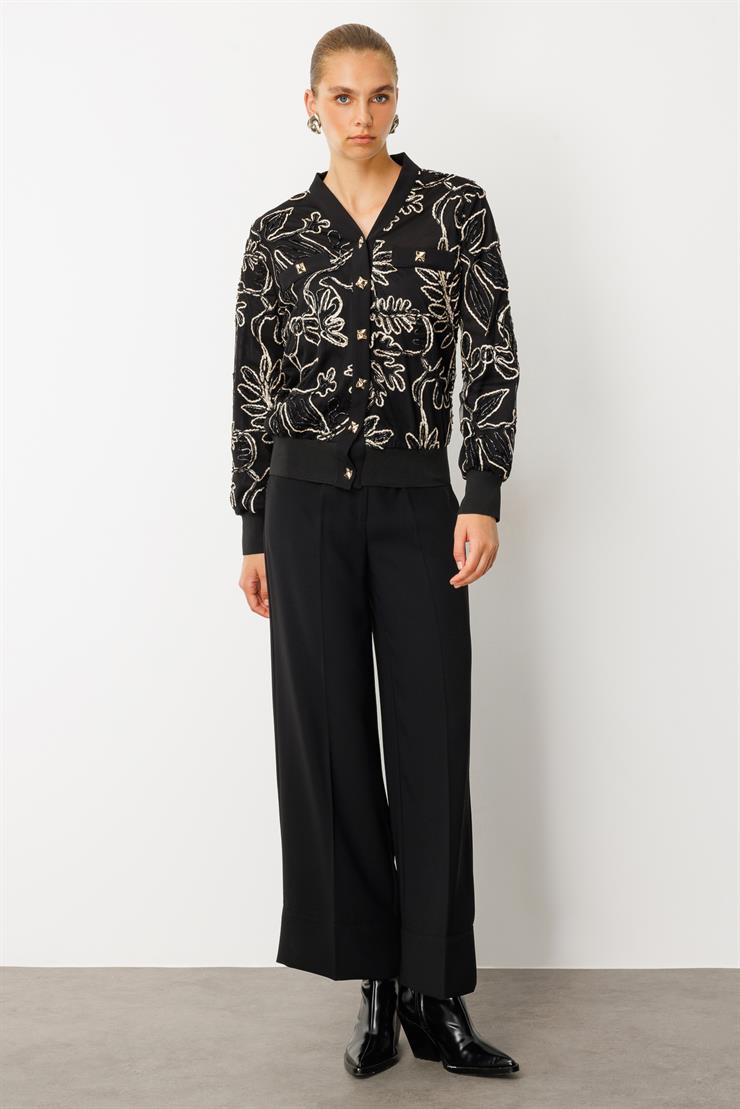 Modailgi  Düz Kumaş Garni Detaylı Fermuar Kapamalı Torba Cepli Kordone Ceket Gold