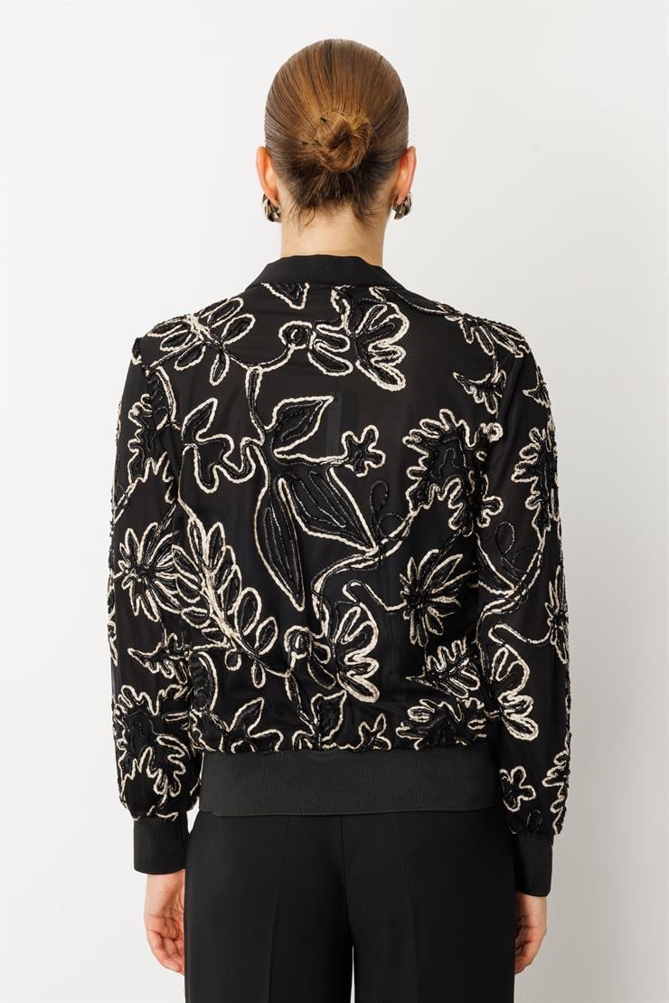 Modailgi  Düz Kumaş Garni Detaylı Fermuar Kapamalı Torba Cepli Kordone Ceket Gold