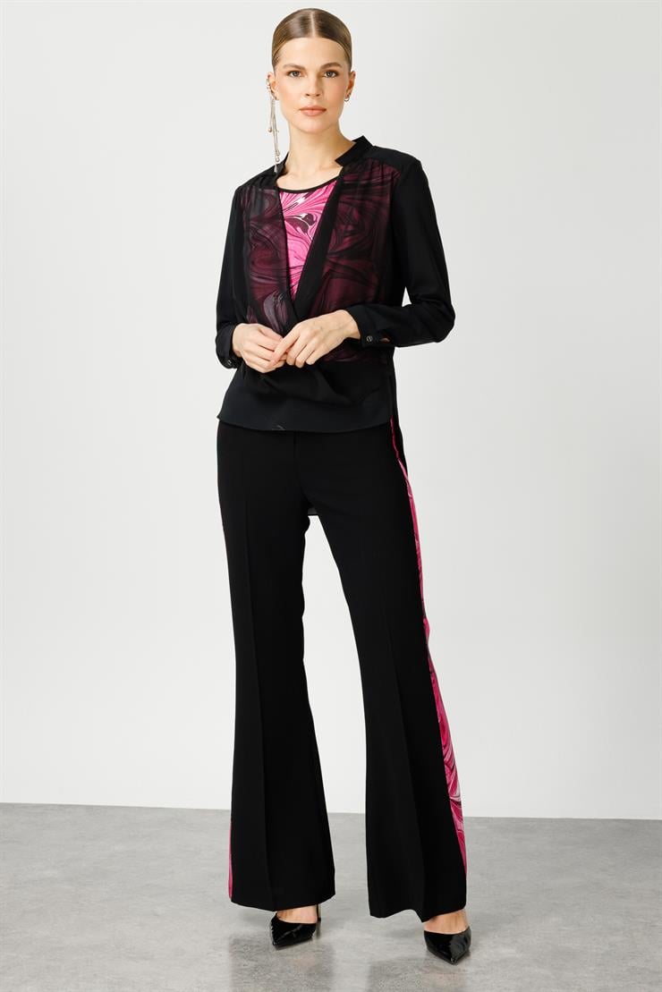 Modailgi  Emprime Desen Anvelop Bluz Fuşya