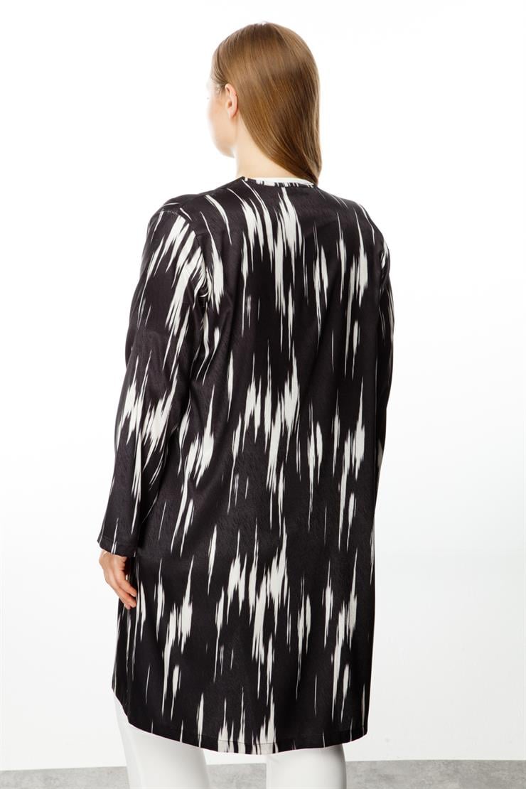 Modailgi  Emprime Desen Jakarlı İkili Uzun Tunik Siyah